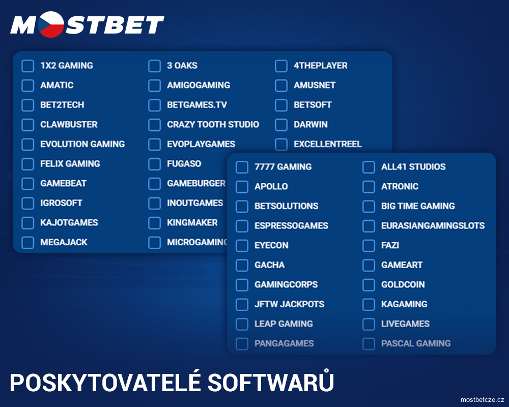 Vývojáři her v kasinu Mostbet Česko