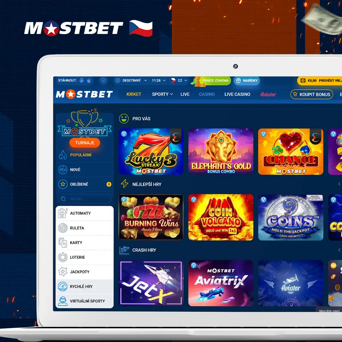 Velký výběr her v Mostbet Casino