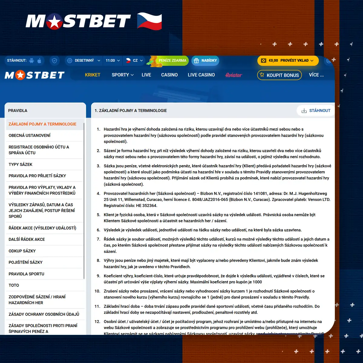 Kdo se může registrovat na Mostbet?